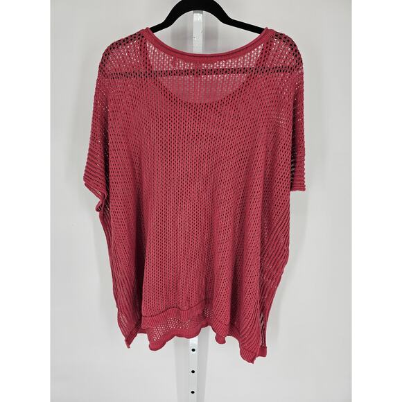 Soft Surrounding Women's Pink Linen-Cotton Open Knit Dolman Poncho Top Size M - Picture 4 of 4